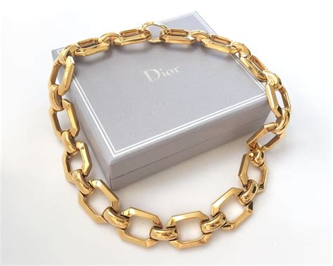 dior gold locket necklace|christian Dior chunky necklace.